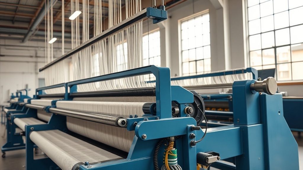 Métier à tisser industriel moderne en usine textile